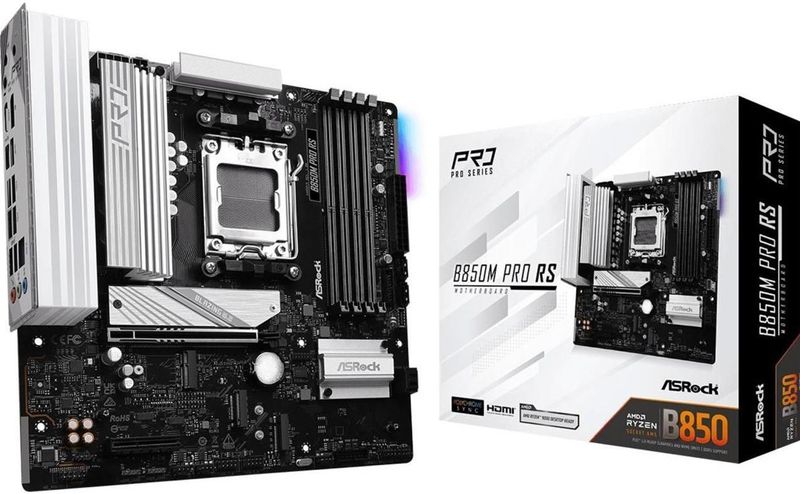 Asrock - B850m Pro Rs - Moederbord - Zwart - micro ATX