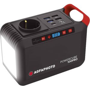 AGFAPHOTO Powercube 100 Pro Powerstation Li-Ion Zwart, Rood (800� W, 166 Wh), Powerbank, Zwart