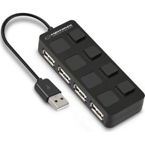 Esperanza - 4 PORT USB 2.0 HUB - Docking Station - USB-A - 4 Poorten