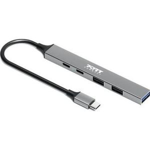 Port Designs HUB USB 5 PORTS 3A + 1C + PD (USB-C, 5 ports), Docking station + USB-hub, Zilver
