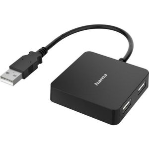 Hama - USB Hub - Zwart - 4 Poorten - USB 2.0 - 480 Mbit/s