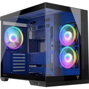 Modecom Obudowa Vulkaan Panorama Apex ARGB 3F czarna (AT-PANORAMA-3F-ARGB-10-000000-0002) (mATX, ITX, ATX), PC-behuizing, Grijs