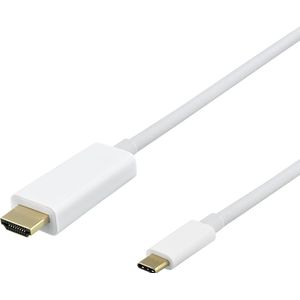 Deltaco USB-C - HDMI kabel DELTACO 4K UHD, vergulde aansluitingen, 3m, wit (3 m, HDMI), Videokabel