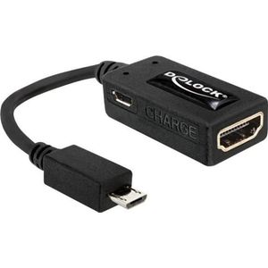 Delock Micro-B USB - HDMI (Type A) (HDMI, 15 cm), Data + Video Adapter, Zwart