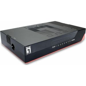 LevelOne GSW-0807 netwerk-switch Unmanaged Gigabit Ethernet (10/100/1000) Zwart, Rood