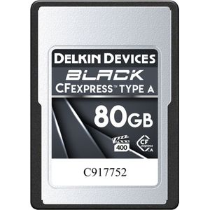 Delkin Zwarte Cfexpress (CFexpress type A, 80 GB), Geheugenkaart, Zwart