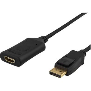 Deltaco DP-HDMI36-K videokabel adapter DisplayPort HDMI Zwart (1 m, DisplayPort), Videokabel
