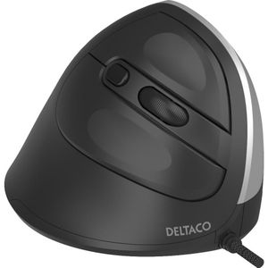 Deltaco Stille bedrade verticale muis, 4 knoppen, 1000-1600 DPI, zwart (Bedraad), Muis, Zwart