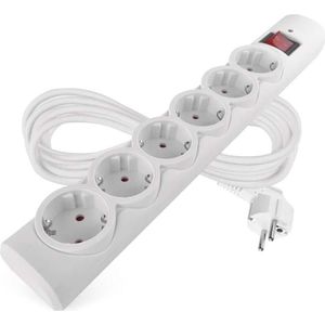 Emos, Stekkerdoos, Überspannungsschutz – 6 Steckdosen, 5 m, weiss (6 x, 5 m)