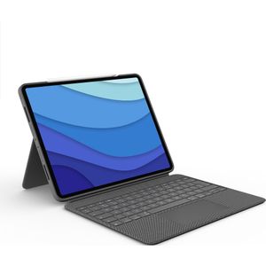 Logitech Combo Touch voor iPad Pro 12.9-inch (5e generatie) Grijs Smart Connector QWERTY US Internat (VS, iPad Pro 12,9 2021 (5e Gen), iPad Pro 12,9 2022 (6e Gen)), Tablet toetsenbord, Grijs