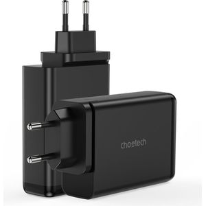Choetech įkroviklis GaN 140W 4 prievadai (2x USB C, 2x USB) juodas (PD6005) (140 W, GaN-technologie), USB-lader, Zwart