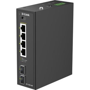 D-Link 6-Port Gigabit Industrial (6 ports), Netwerkschakelaar, Zwart