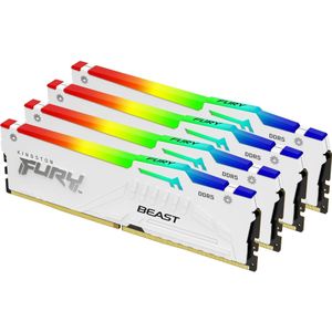 Kingston Technology FURY Beast 128GB 5200MT/s DDR5 CL40 DIMM (Kit van 4) White RGB XMP