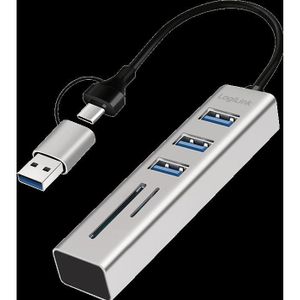 LogiLink Controleer (USB-C, 3 ports), Docking station + USB-hub, Zilver