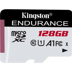 Kingston High Endurance (128 GB, microSDXC, U1, UHS-I), Geheugenkaart, Rood, Wit, Zwart
