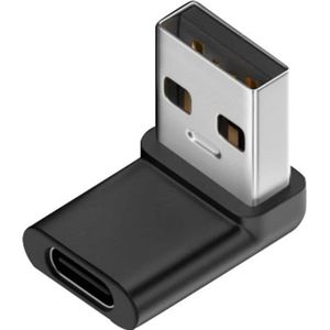 PowerGuard USB-A naar USB-C adapter met 90 graden hoek naar boven (mannelijk/vrouwelijk), USB-kabel