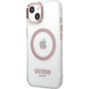 Guess Transparant MagSafe hoesje voor Apple iPhone 14 Plus - roze (iPhone 14 Plus), Smartphonehoes, Transparant