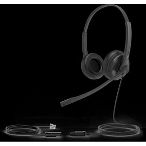 Yealink YHS34 Lite Dubbel (Bedraad), Kantoorheadset, Zwart