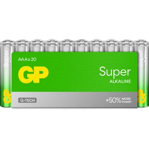 GP Batteries BATTERIJEN SUPER ALKALINE AAA 1,5V 20 STUKS (20 Pcs., AAA), Batterijen