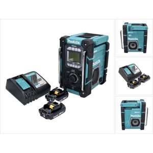 Makita DMR 301 RA Accu bouwplaatsradio 12 V max. - 18 V DAB / DAB+ / Bluetooth + 2x batterij 2.0 Ah + La (DAB+, DAB, AM, FM, Bluetooth), Radio