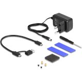 Delock - USB Type-C Enclosure - Voor 1 x M.2 NVMe SSD en 1 x 2.5″ SATA SSD/HDD - Met Clone Functie