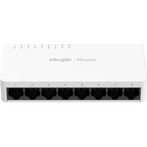 Ruijie 8-poorts 10/100 Mbps kunststof desktopschakelaar (8 ports), Netwerkschakelaar, Wit