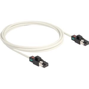 Delock Netwerkkabel RJ45 plug naar plug Cat.6A S/FTP met draaibare kleurmarkering 2m wit (S/FTP, CAT6a, 2 m), Netwerkkabel