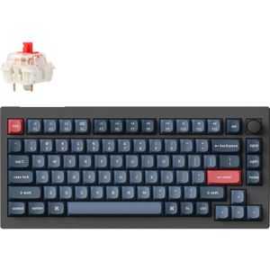 Keychron V1 Max (zwart/blauw-grijs, DE layout, Gateron Jupiter Red, hot-swap, RGB), Muis + Toetsenbord Accessoires, Zwart
