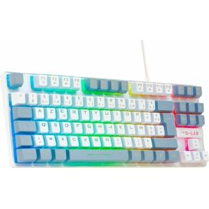 The G-Lab KEYZ-CAE-TKL-WG/FR (FR, Bedraad), Toetsenbord, Grijs, Wit