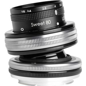 Lensbaby Composer Pro II incl. Sweet 80 Nikon F (Nikon F, Volledig formaat, APS-C / DX), Objectief, Zwart, Zilver