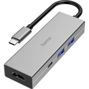 Hama USB-C multiport adapter (USB C), Docking station + USB-hub, Grijs