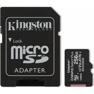 Kingston Canvas Select Plus (256 GB, microSDXC, U3, UHS-I), Geheugenkaart, Zwart