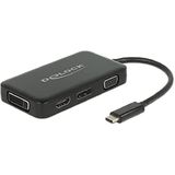 Delock USB-C naar (DVI, HDMI, VGA, DP, 15 cm), Data + Video Adapter, Zwart