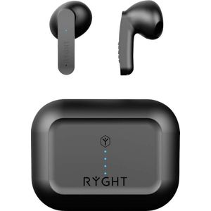 Ryght MINO In Ear Headset Bluetooth Stereo Zwart Microfoon Noise Cancellation Batterijlaadindicator (Draadloze), Koptelefoon, Zwart