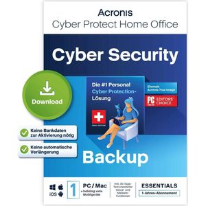 Acronis Cyber Protect Home Office Essentials ESD, Subscr. 1j, 1 PC voor Android & iOS & Mac OS & Windows