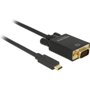 Delock USB Type C - VGA (1 m, USB Type C, VGA), Videokabel