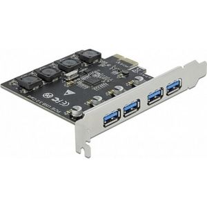 Delock PCI Express x1 kaart naar 4 x externe USB Type-A aansluiting SuperSpeed USB (USB 3.2 Gen 1), Controlekaart