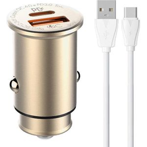 Ldnio C506Q USB, USB-C Autolader + USB-C Kabel, Auto-adapter, Grijs