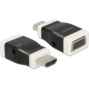 Delock HDMI-A naar (VGA, Audio, 4.90 cm), Data + Video Adapter, Zwart, Wit