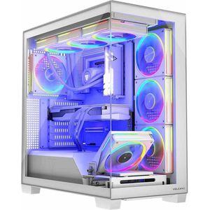 MODECOM - Volcano Stellar - Computerbehuizing - Wit - Gehard Glas - RGB Verlichting