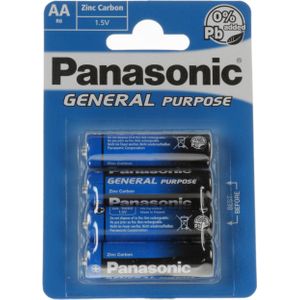 Panasonic General R6 - Wegwerpbatterij - 1,5 V - 4 stuk(s) - Cilindervormig (4 Pcs., AA, 2500 mAh), Batterijen