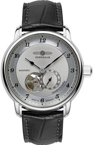Zeppelin, Horloge, Friedrichshafen Open Hart, Zilver, (Skeletklok, 40 mm)
