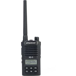 Dynascan PMR PNI RD-5 draagbare radio, 446 MHz, 0,5 W, 8 kanalen, Vox, Roger Beep, Dubbel horloge, Walkietalkie, Zwart