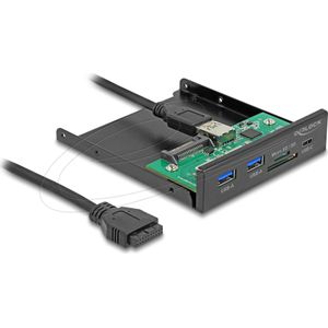 Delock - Voorpaneel 3.5 inch - USB 5 Gbps - 1 x USB Type-C + 2 x USB Type-A + SD en Micro SD-slot
