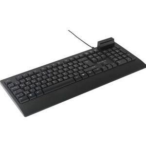 Renkforce RF-CKB-200 USB Toetsenbord Duits, QWERTZ zwart Slimme kaartlezer (DE, Bedraad), Toetsenbord, Zwart