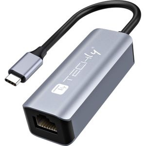 EFB - Techly USB 3.1 Type C naar RJ45 Adapter - Zilver - Aluminium