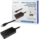LogiLink - USB A - A Docking Station - Zwart - USB 3.0 Hub met Repeater Kabel