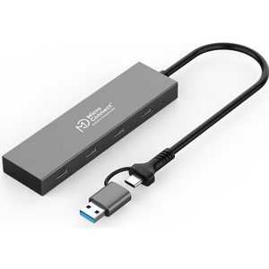 MicroConnect USB 3.2 GEN1 dubbele poort (USB-C, 4 Havens), Docking station + USB-hub