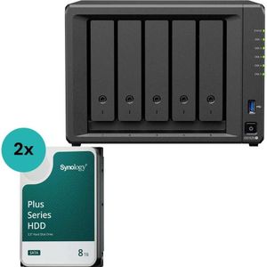 Synology DiskStation DS1525+ 5 Einschübe NAS-Server Leergehäuse (DS1525+) + 2x Plus 3.5... (2 x 8 TB), Netwerkopslag
