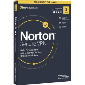 NortonLifeLock Veilige Vpn Ge 1 Gebruiker 1 Apparaat 12mo Generieke Ret1 mm Doos voor iOS & Mac OS & Android & Windows